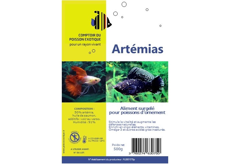 Artémias - Plaque 500 gr - Plaques de 500 gr - Comptoir du Poisson exotique